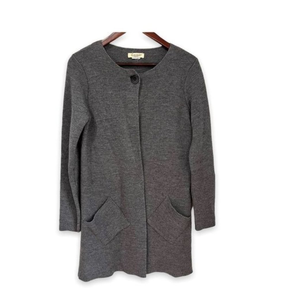 Cocogio?grey long sleeve?sweater coat with pockets fits like a medium